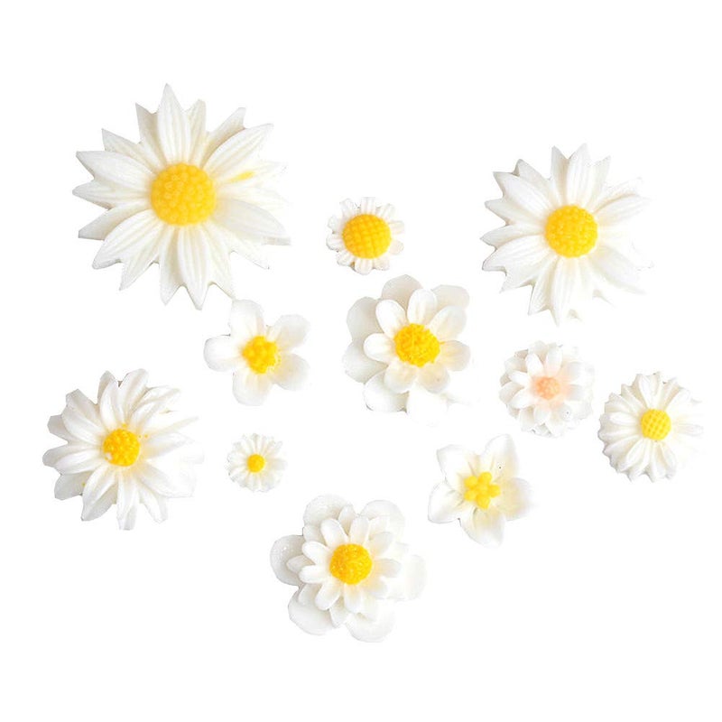 Zhiheng 44 Pack Flower Resin Charms Daisy Peony Resin Flatback Beads for Jewelry Making Scrapbooking Phone Case Decor Hair Accessories Fairy Garden Decor (Multi) - Image 5